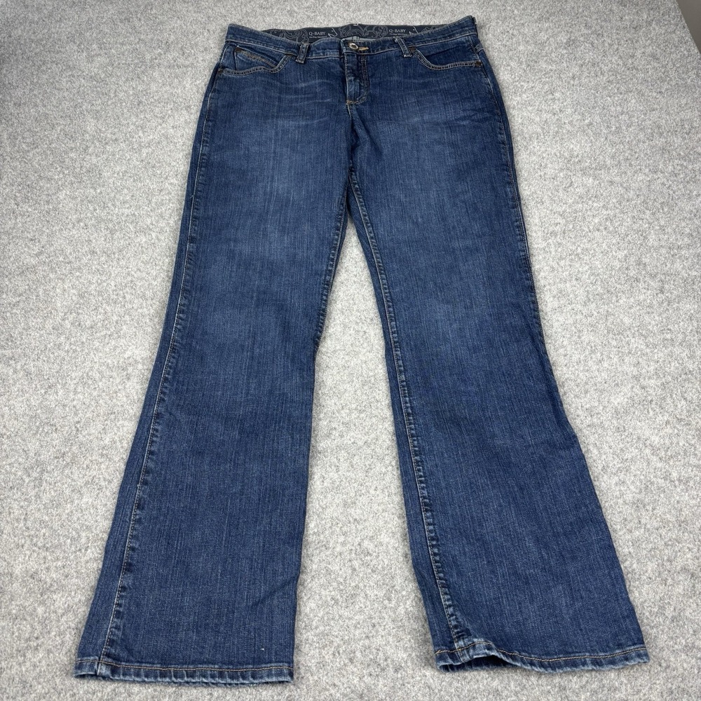Wrangler Q Baby Jeans Women's 11/12x32 Bootcut Flared Dark Wash Western‎ Blue